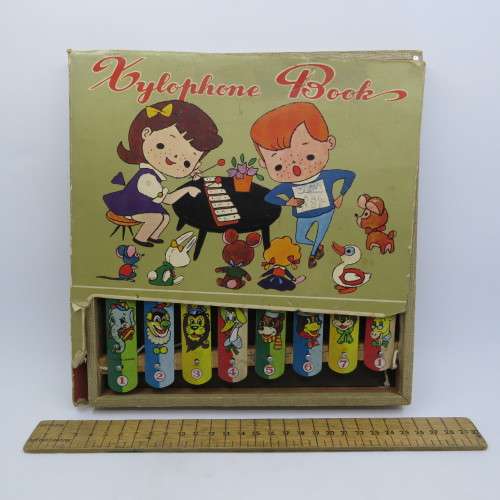Vintage Xylophone book toy - Incomplete and cover damage