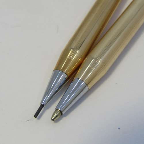 Vintage Quill 1/2th 14kt gold filled pen and pencil set with standard bank logo