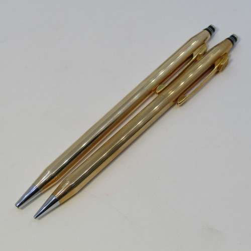 Vintage Quill 1/2th 14kt gold filled pen and pencil set with standard bank logo