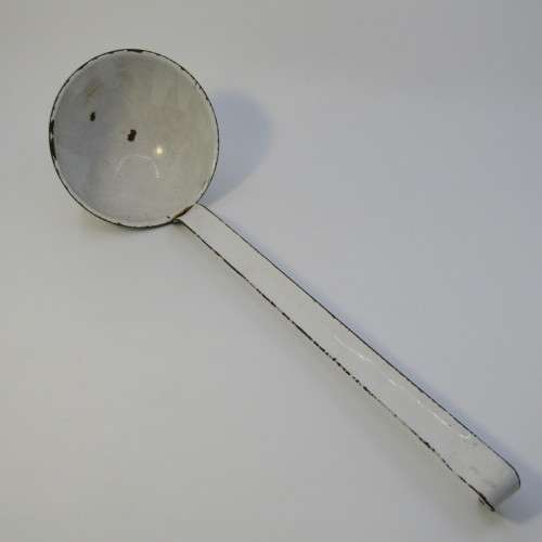 Vintage enamel soup ladle