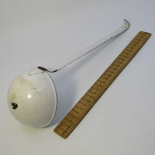 Vintage enamel soup ladle