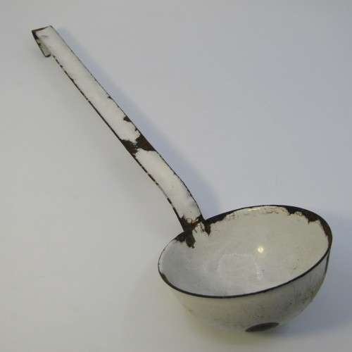 Vintage enamel soup ladle
