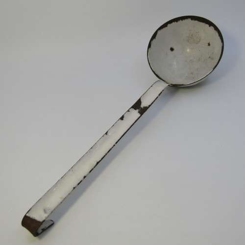 Vintage enamel soup ladle
