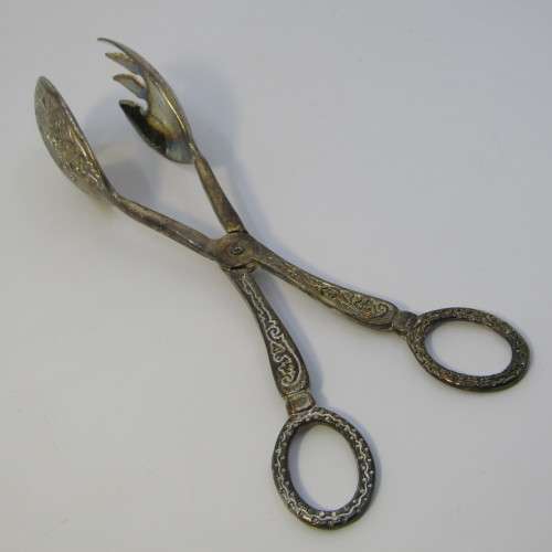 Vintage silver plated cake tongs