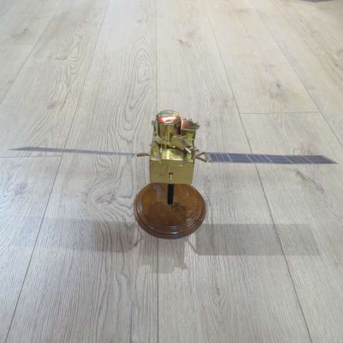 Beautiful brass Land Satellite model presented to Willem J Botha of South African Space Program