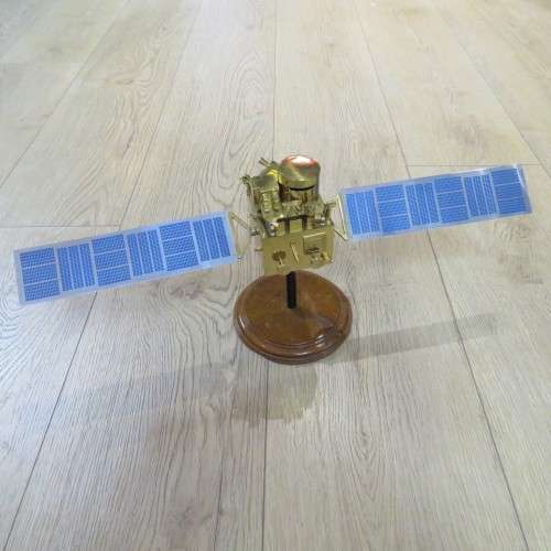 Beautiful brass Land Satellite model presented to Willem J Botha of South African Space Program