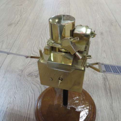 Beautiful brass Land Satellite model presented to Willem J Botha of South African Space Program