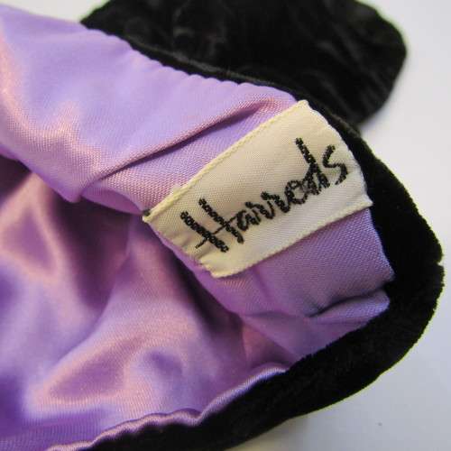 Harrods black material bag with purple inner