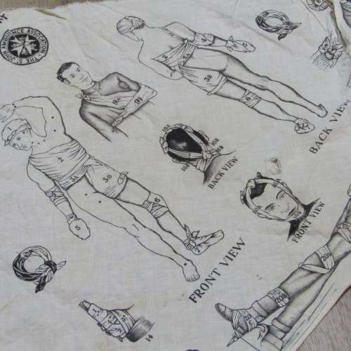 Vintage St. Johns Ambulance multi purpose cloth bandage - torn - 140 x 65cm
