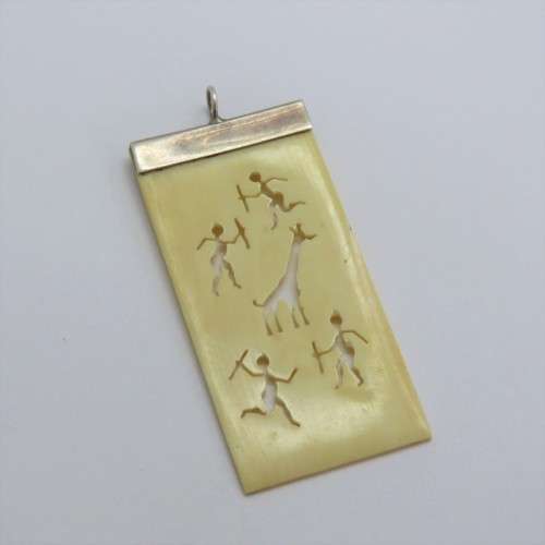 Sterling silver and faux ivory bushman carving motif pendant
