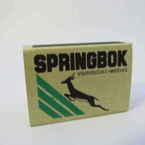 Set of 18 Springbok Past and Present series 1 safety matches - empty