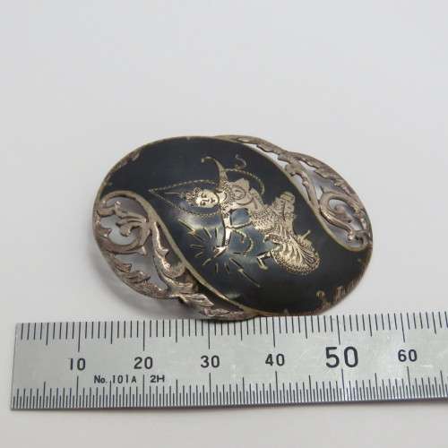 Vintage sterling silver SIAM Niello brooch - Weighs 8,3 g