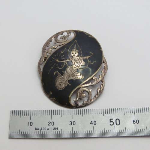 Vintage sterling silver SIAM Niello brooch - Weighs 8,3 g