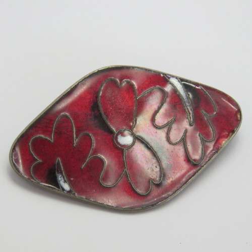Vintage Enameled costume jewellery brooch - Chipped
