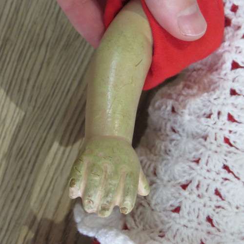 Antique Composition doll with soft body and legs - Some damage to fingers and head - Length 64 cm