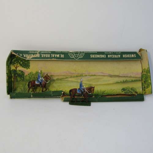 Lot of 2 Swedish African Engineers horse guards lead soldiers in box