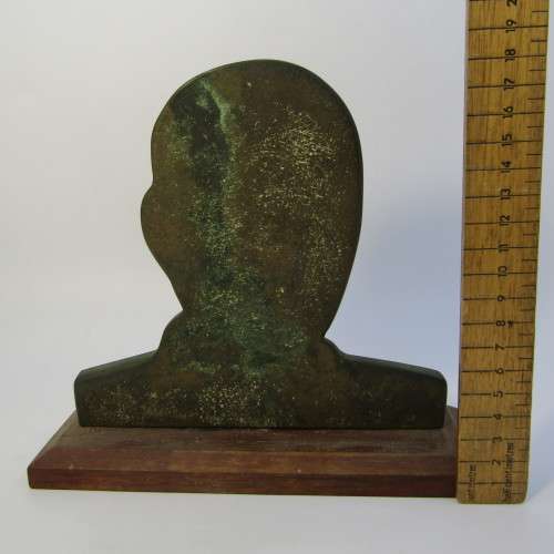 JAN SMUTS brass 3d statuette on wooden base - rarely seen