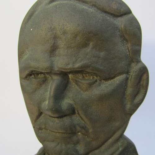 JAN SMUTS brass 3d statuette on wooden base - rarely seen