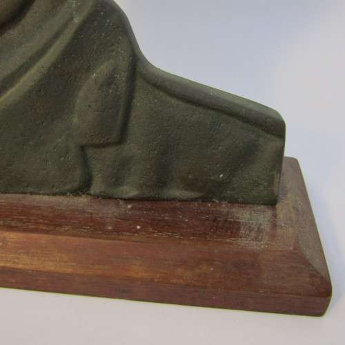 JAN SMUTS brass 3d statuette on wooden base - rarely seen