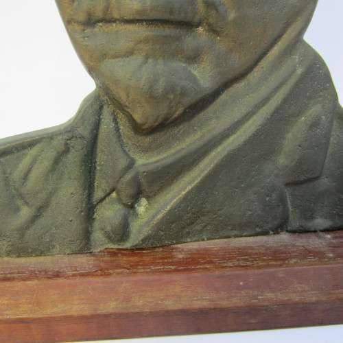 JAN SMUTS brass 3d statuette on wooden base - rarely seen