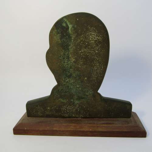 JAN SMUTS brass 3d statuette on wooden base - rarely seen