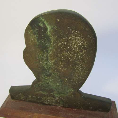 JAN SMUTS brass 3d statuette on wooden base - rarely seen