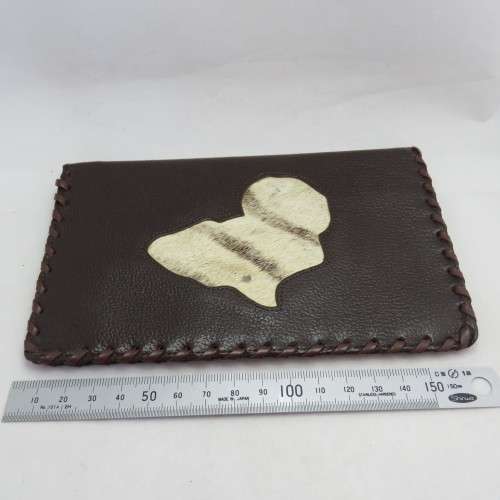 Vintage leather wallet with Africa map motif