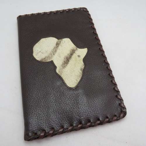 Vintage leather wallet with Africa map motif