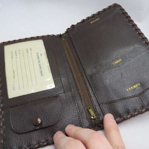 Vintage leather wallet with Africa map motif