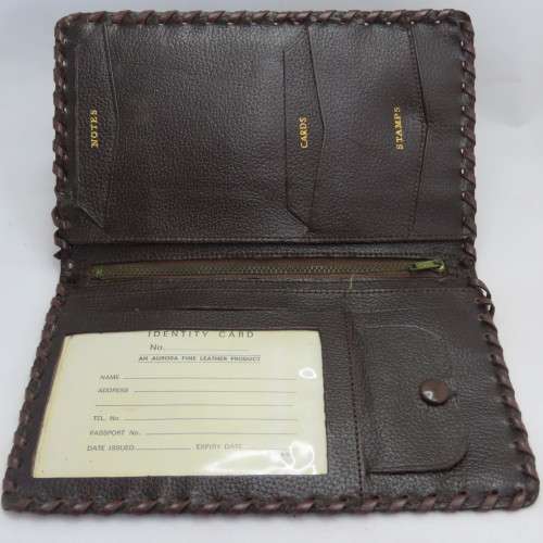 Vintage leather wallet with Africa map motif