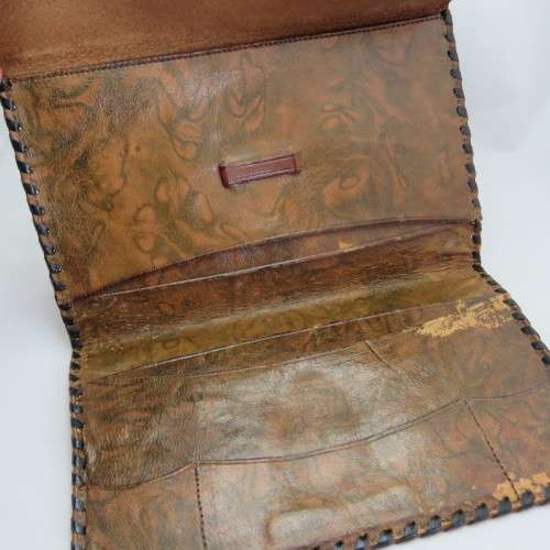Vintage leather wallet with Africa map motif