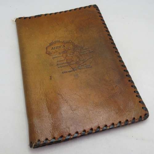 Vintage leather wallet with Africa map art