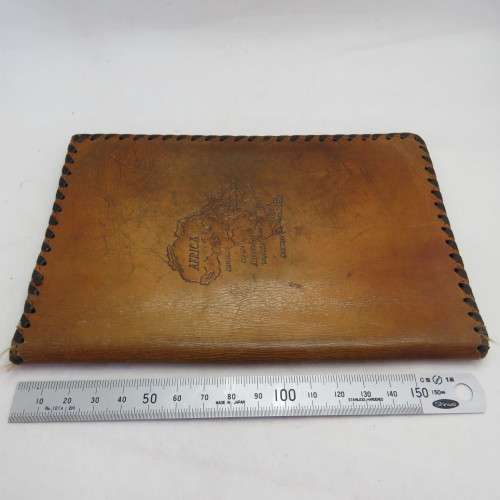 Vintage leather wallet with Africa map art