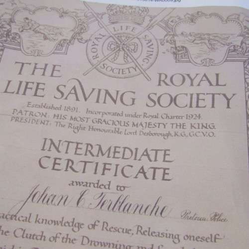 Royal Life Society medal awarded to JC Terblanche in January 1939