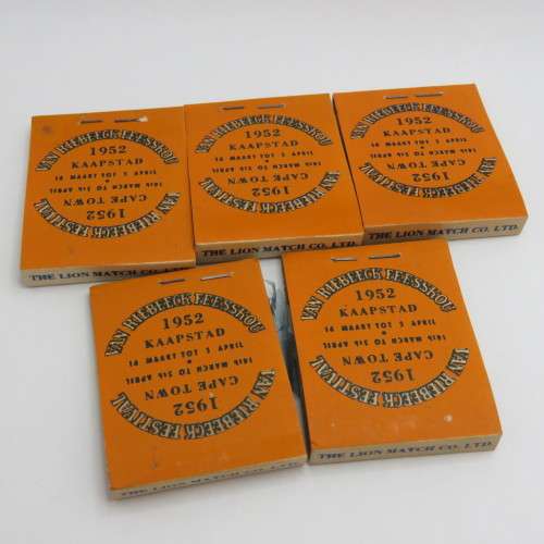 Pack of Gunston matchboxes made for the 1952 Van Riebeeck festival