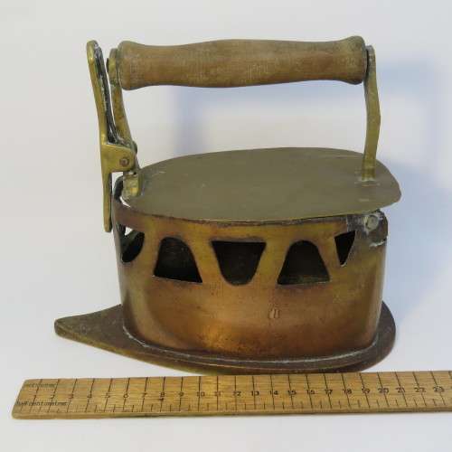 Early brass coal iron No 4 - Antique