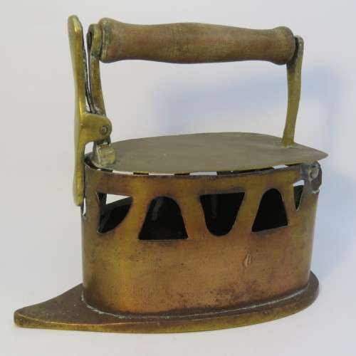 Early brass coal iron No 4 - Antique