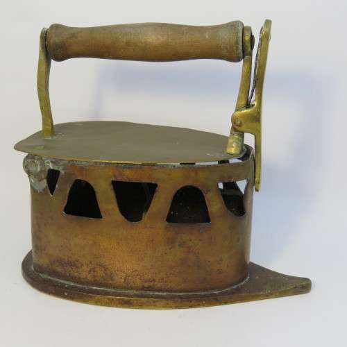 Early brass coal iron No 4 - Antique