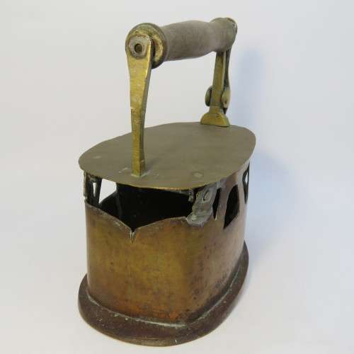 Early brass coal iron No 4 - Antique