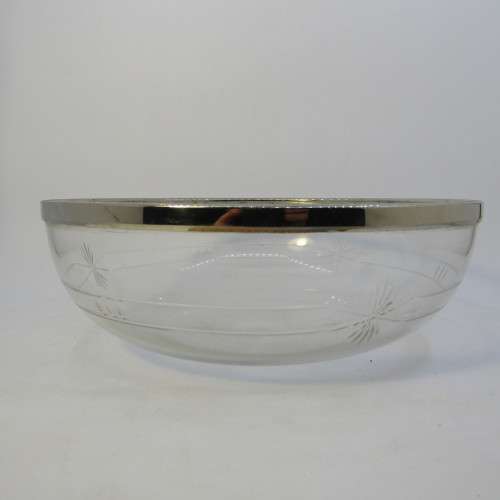 Vintage Glass bowl with silver plated rim