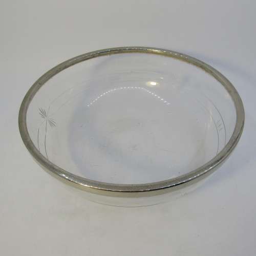 Vintage Glass bowl with silver plated rim
