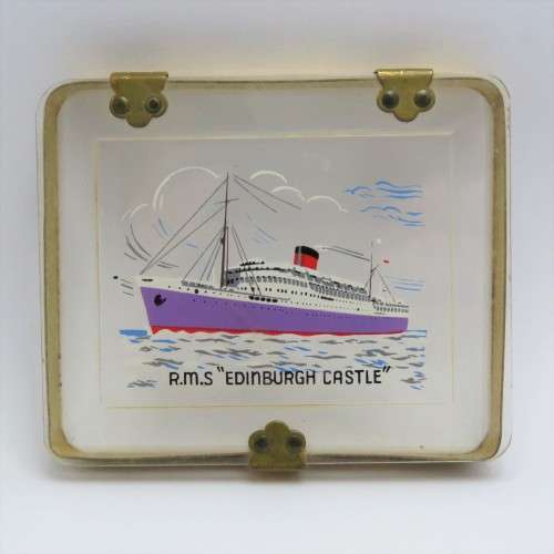 Union Castle Line Antique RMS Edinburgh Castle see through utility / cigarette box