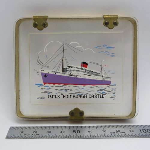 Union Castle Line Antique RMS Edinburgh Castle see through utility / cigarette box