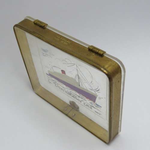 Union Castle Line Antique RMS Edinburgh Castle see through utility / cigarette box