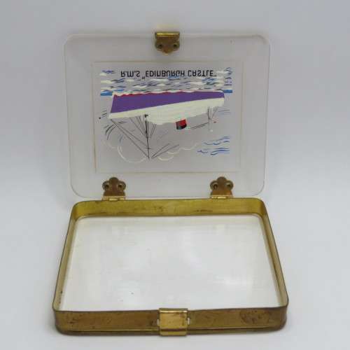 Union Castle Line Antique RMS Edinburgh Castle see through utility / cigarette box