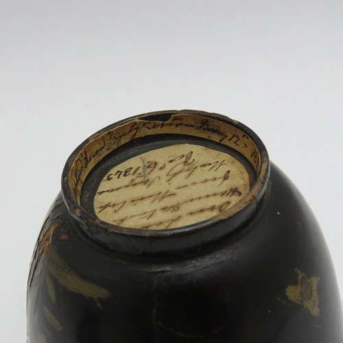 Christening Bowl on stand dated 1845 - With note at bottom - Rare - Some damage