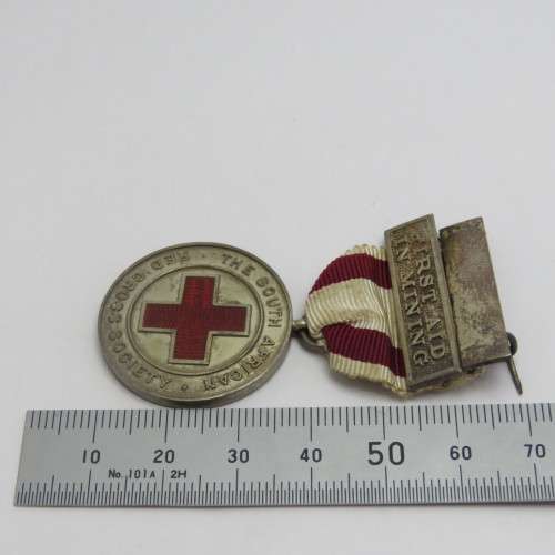 Silver First Aid in Mining Red Cross medal issued to A S Downham - With clasp