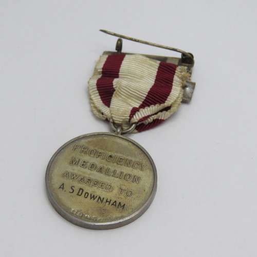 Silver First Aid in Mining Red Cross medal issued to A S Downham - With clasp