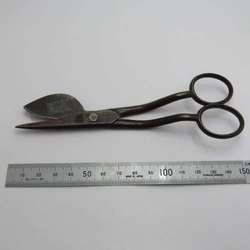 Antique wick trimming scissors inscribed Gebr Oberle Villingen
