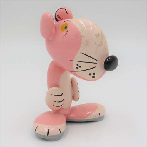 Handpainted metal pink panther figurine